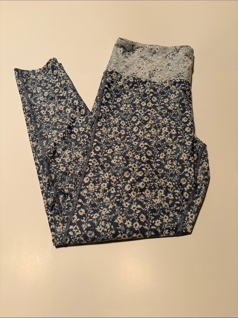summersalt Blue Floral Jeggings with Light Blue Waistband - Size 12